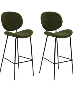 Set di 2 sedie alte LUANA Bouclé Verde scuro