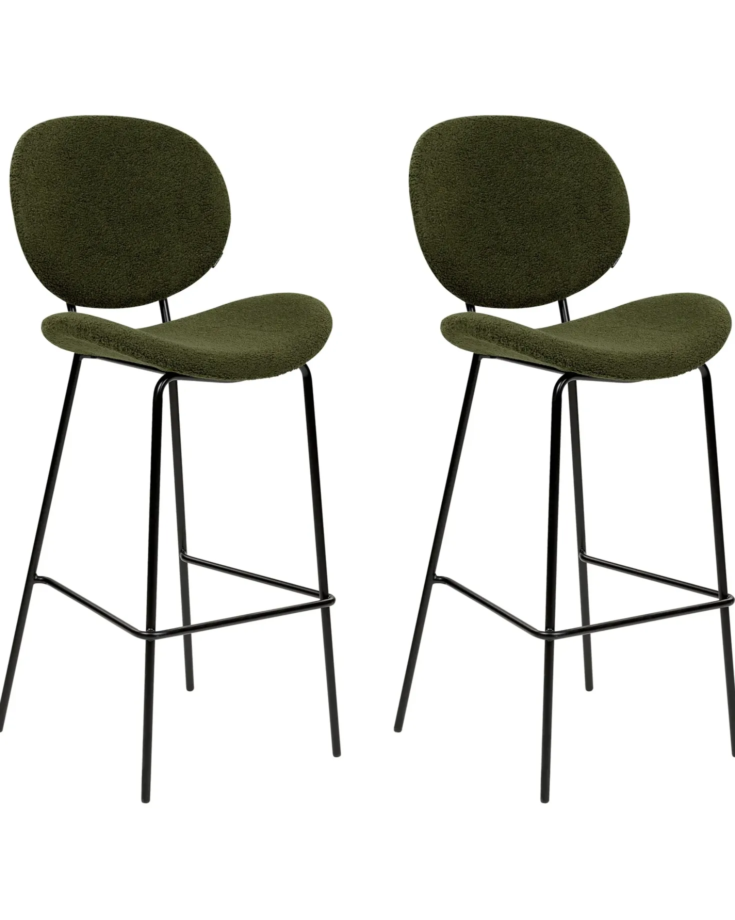 Set di 2 sedie alte LUANA Bouclé Verde scuro