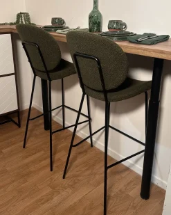 Set di 2 sedie alte LUANA Bouclé Verde scuro