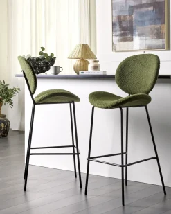 Set di 2 sedie alte LUANA Bouclé Verde scuro