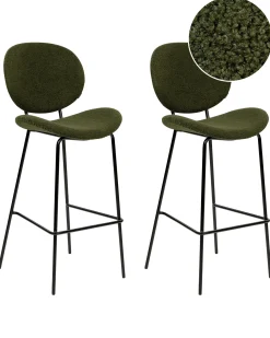 Set di 2 sedie alte LUANA Bouclé Verde scuro