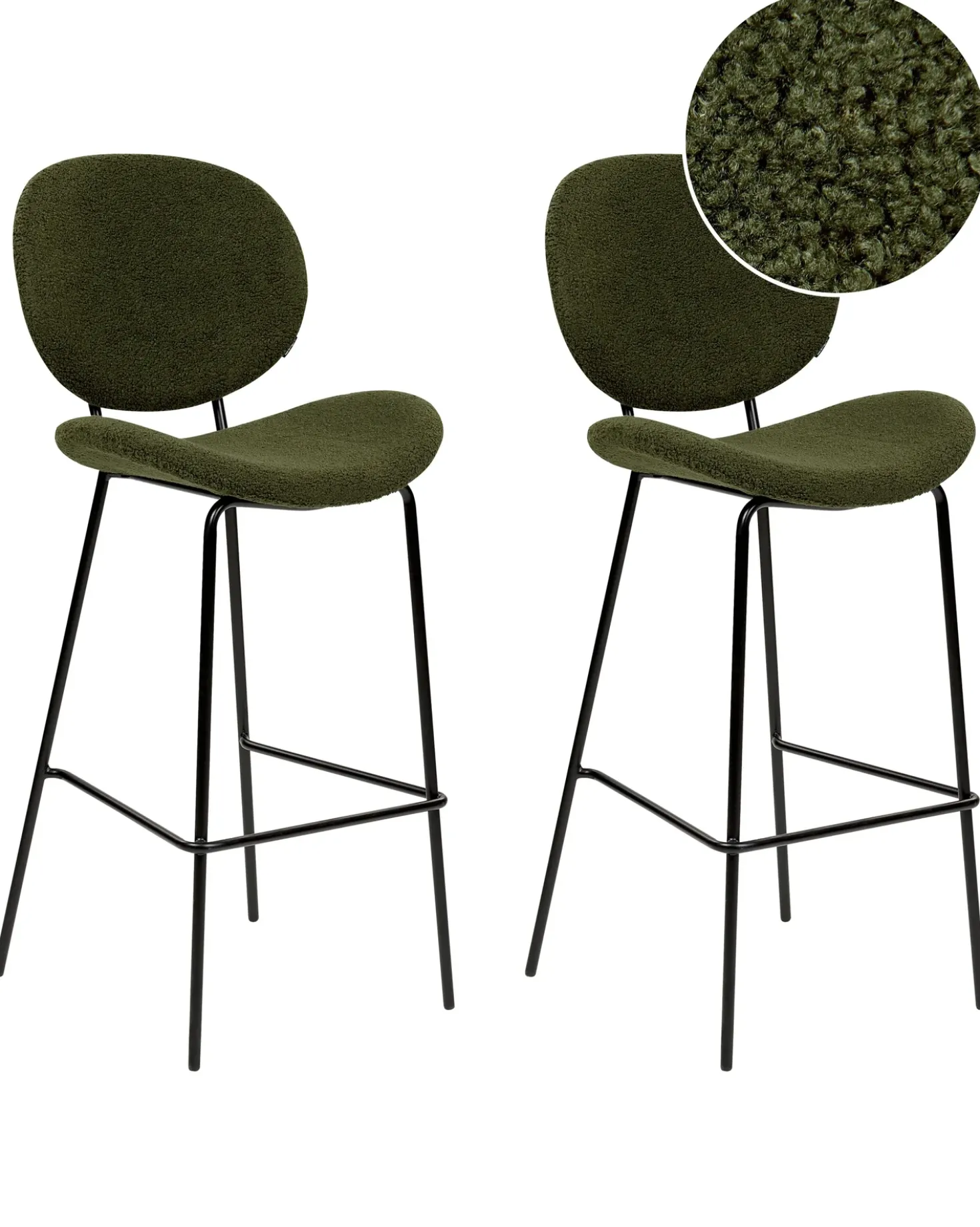Set di 2 sedie alte LUANA Bouclé Verde scuro