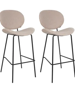 Set di 2 sedie alte LUANA Bouclé Beige chiaro