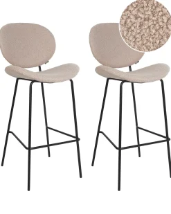 Set di 2 sedie alte LUANA Bouclé Beige chiaro