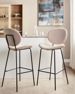Set di 2 sedie alte LUANA Bouclé Beige chiaro
