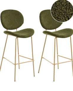 Set di 2 sedie alte LUANA Bouclé Verde scuro