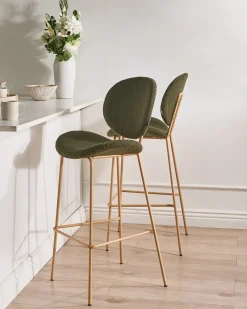 Set di 2 sedie alte LUANA Bouclé Verde scuro