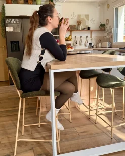 Set di 2 sedie alte LUANA Bouclé Verde scuro