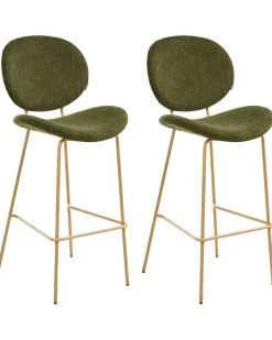 Set di 2 sedie alte LUANA Bouclé Verde scuro