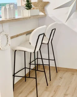 Set di 2 sedie alte LUANA Bouclé Bianco
