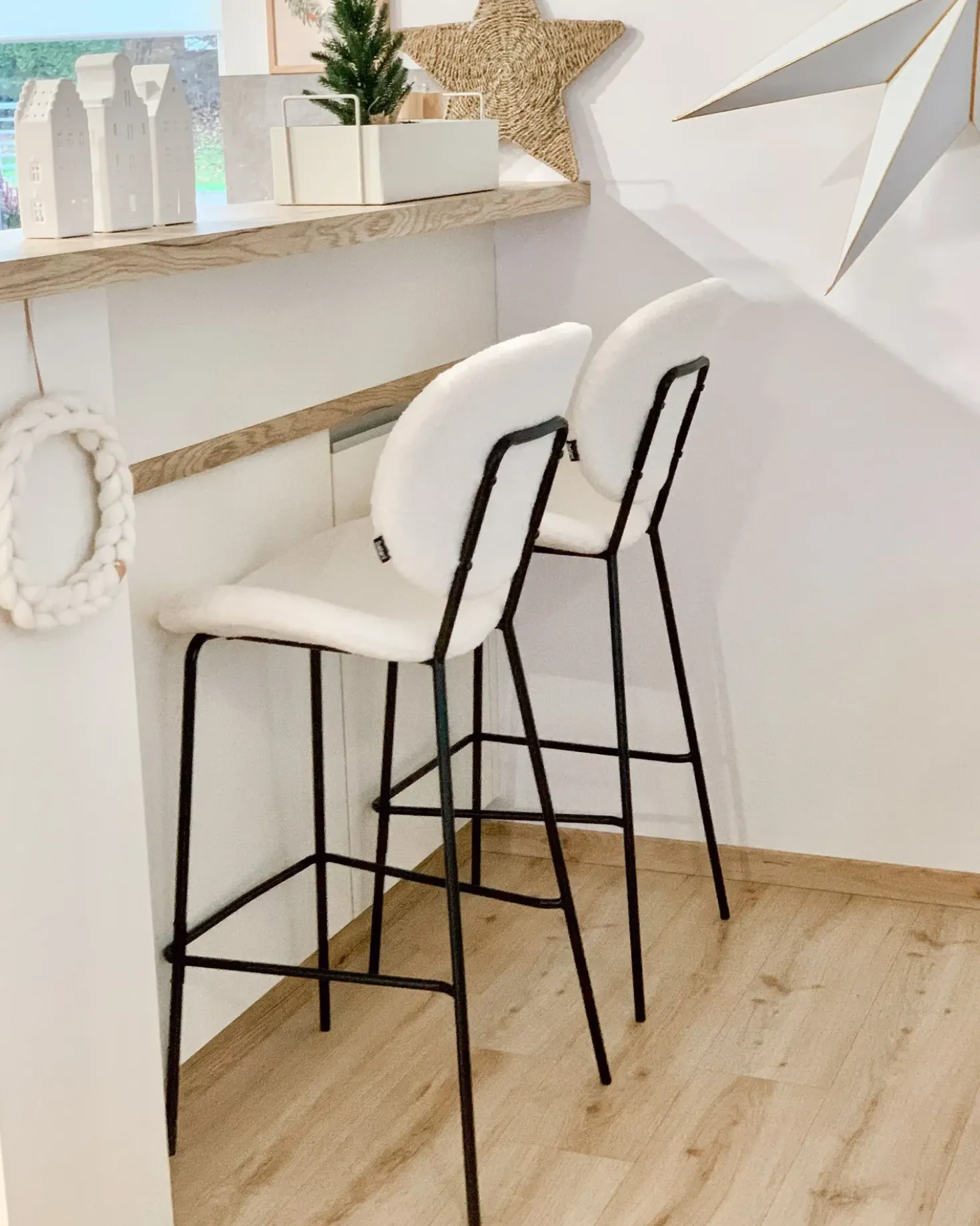 Set di 2 sedie alte LUANA Bouclé Bianco