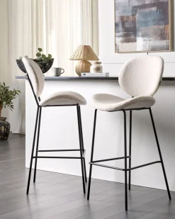 Set di 2 sedie alte LUANA Bouclé Bianco