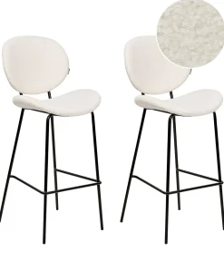 Set di 2 sedie alte LUANA Bouclé Bianco