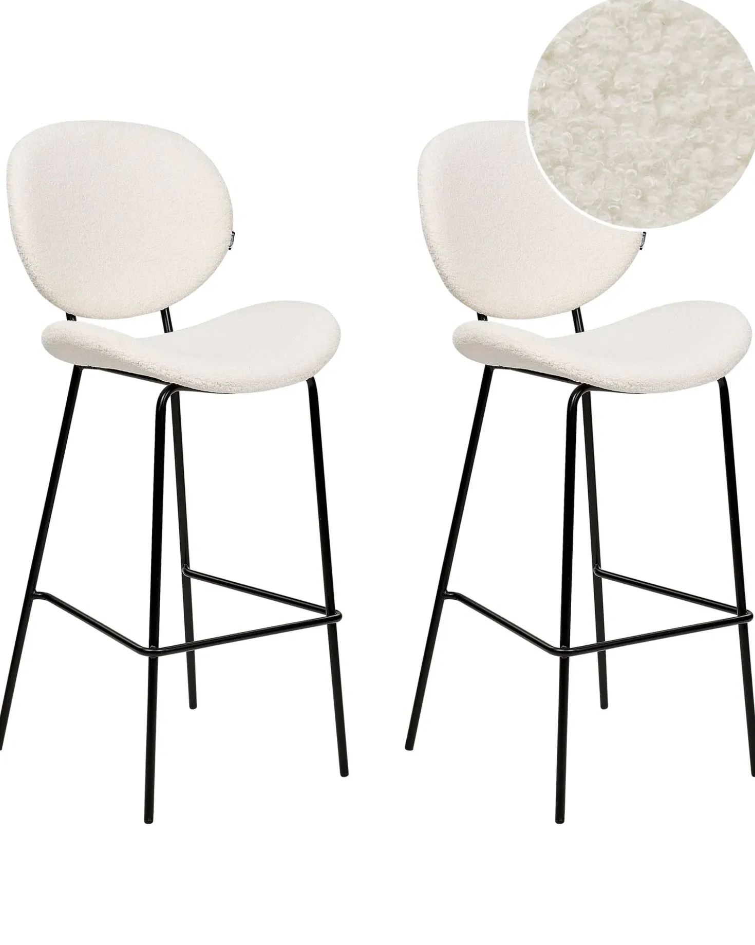 Set di 2 sedie alte LUANA Bouclé Bianco