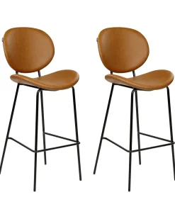 Set di 2 sedie alte LUANA Pelle sintetica Marrone dorato