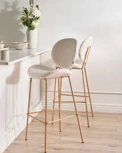 Set di 2 sedie alte LUANA Bouclé Bianco