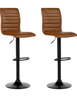 Set di 2 sedie alte LUCERNE Pelle sintetica Marrone dorato