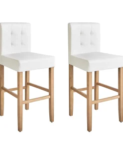 Set di 2 sedie alte MADISON Pelle sintetica Bianco sporco