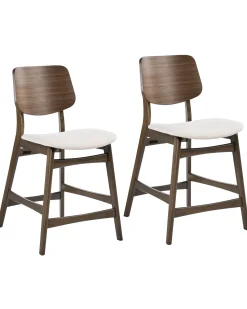 Set di 2 sedie alte MAYER Legno Bianco sporco/Marrone