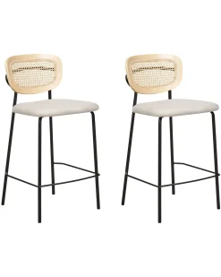 Set di 2 sedie alte MAYETTA Rattan Beige chiaro