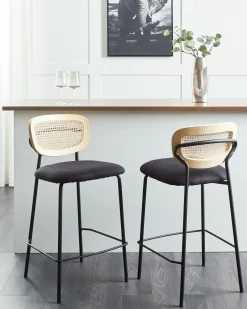 Set di 2 sedie alte MAYETTA Rattan Nero