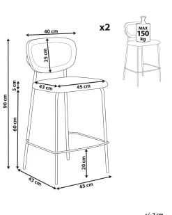 Set di 2 sedie alte MAYETTA Rattan Nero