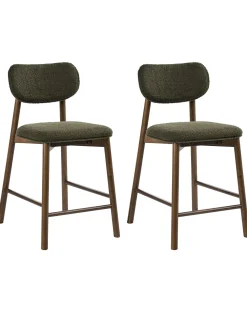 Set di 2 sedie alte MILLS Bouclé Marrone/Verde