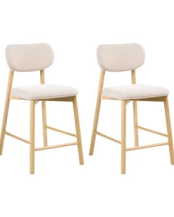 Set di 2 sedie alte MILLS Bouclé Marrone chiaro/Beige