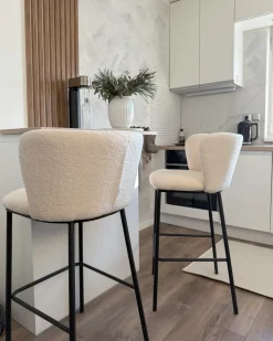 Set di 2 sedie alte MINA Bouclé Bianco