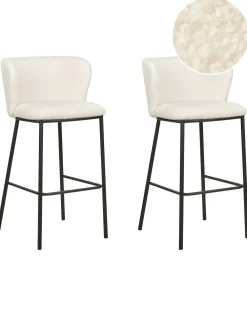 Set di 2 sedie alte MINA Bouclé Bianco