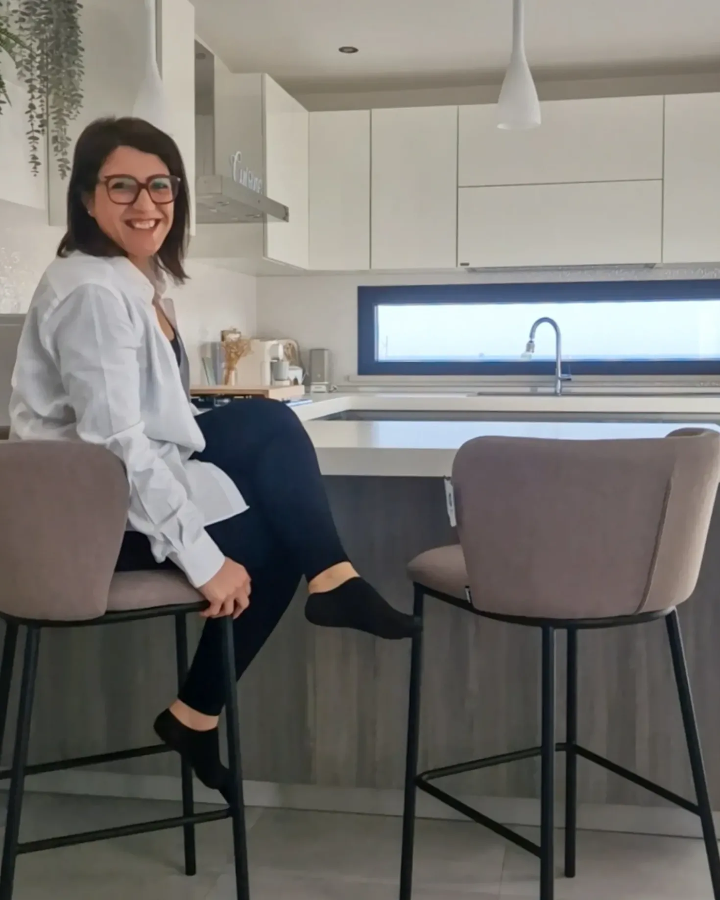 Set di 2 sedie alte MINA Tortora