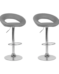 Set di 2 sedie alte PEORIA Pelle sintetica Grigio