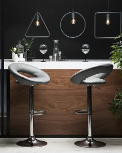 Set di 2 sedie alte PEORIA Pelle sintetica Grigio