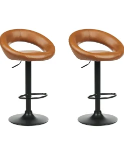 Set di 2 sedie alte PEORIA Pelle sintetica Marrone dorato