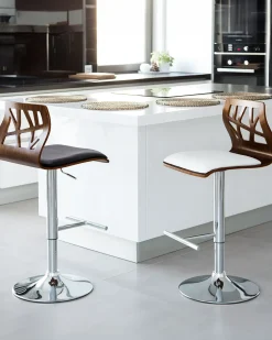 Set di 2 sedie alte PETERSBURG Pelle sintetica Bianco/Argento