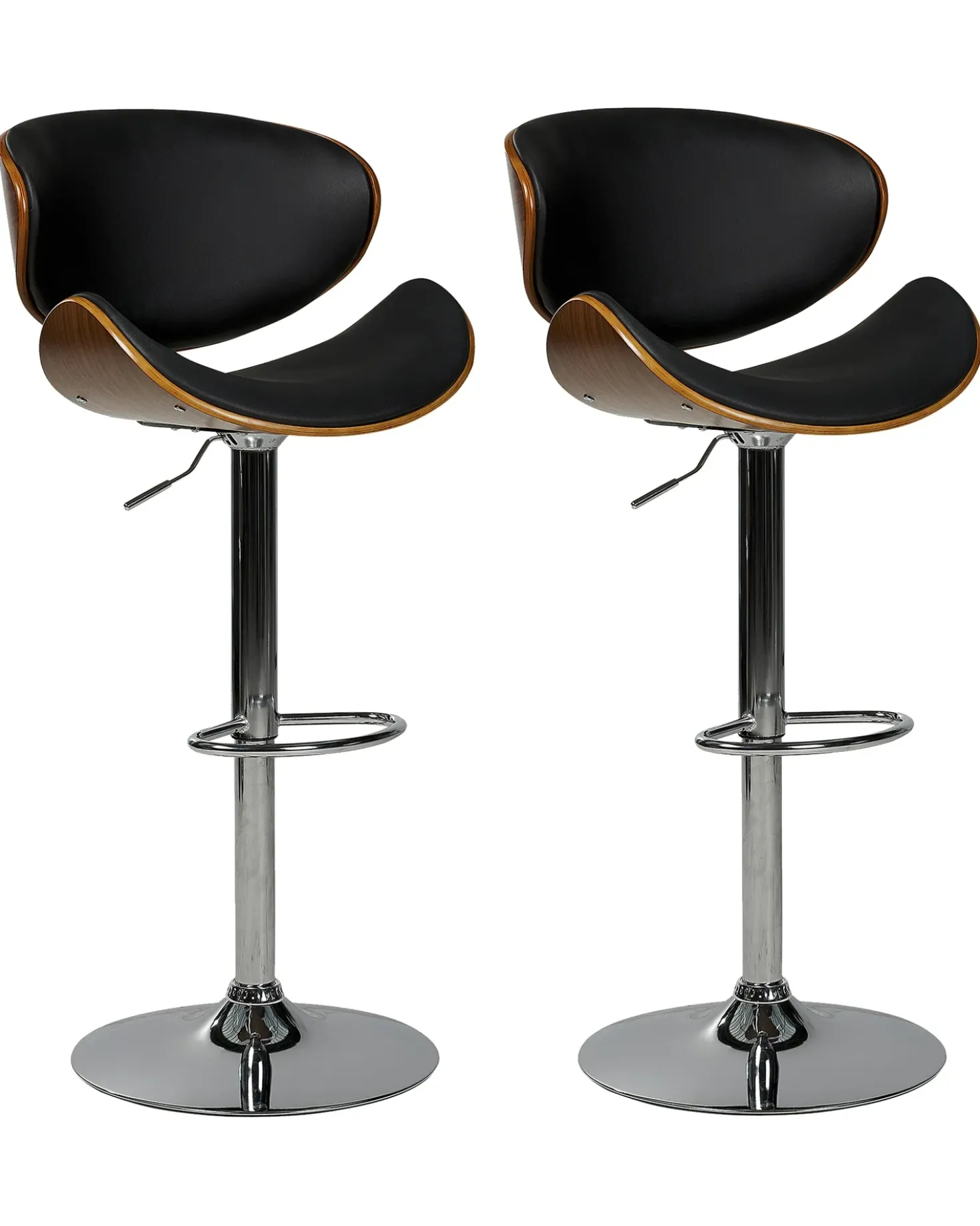 Set di 2 sedie alte ROTTERDAM Pelle sintetica Nero