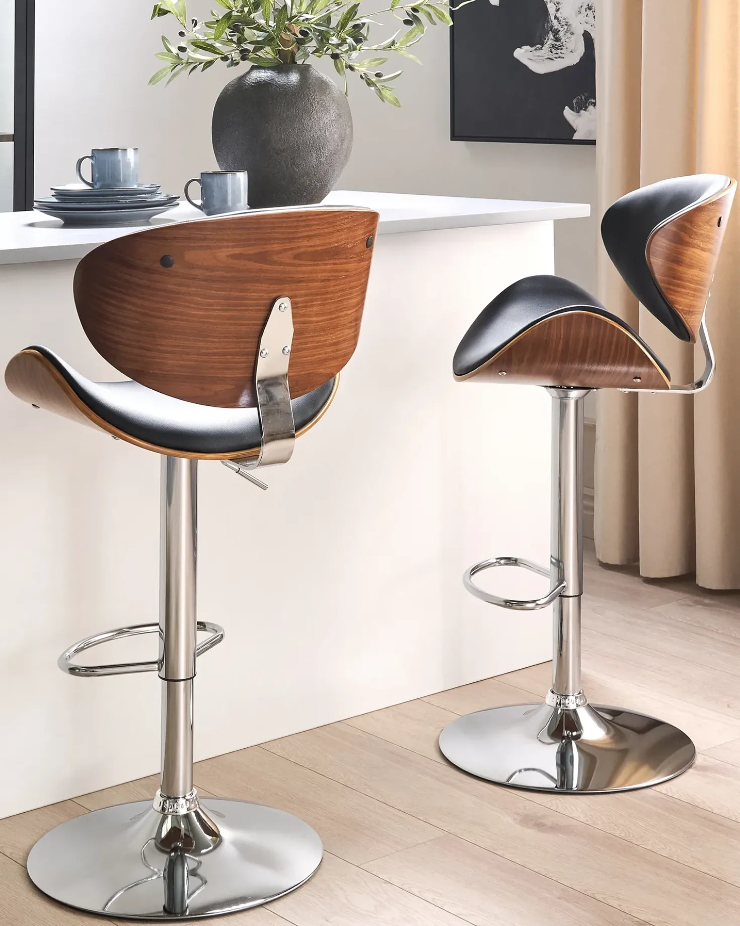 Set di 2 sedie alte ROTTERDAM Pelle sintetica Nero