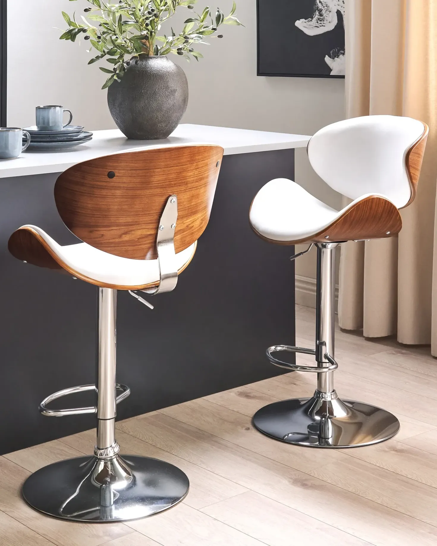 Set di 2 sedie alte ROTTERDAM Pelle sintetica Bianco