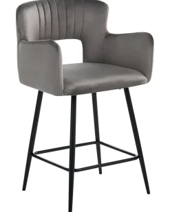 Set di 2 sedie alte SANILAC Velluto Grigio chiaro