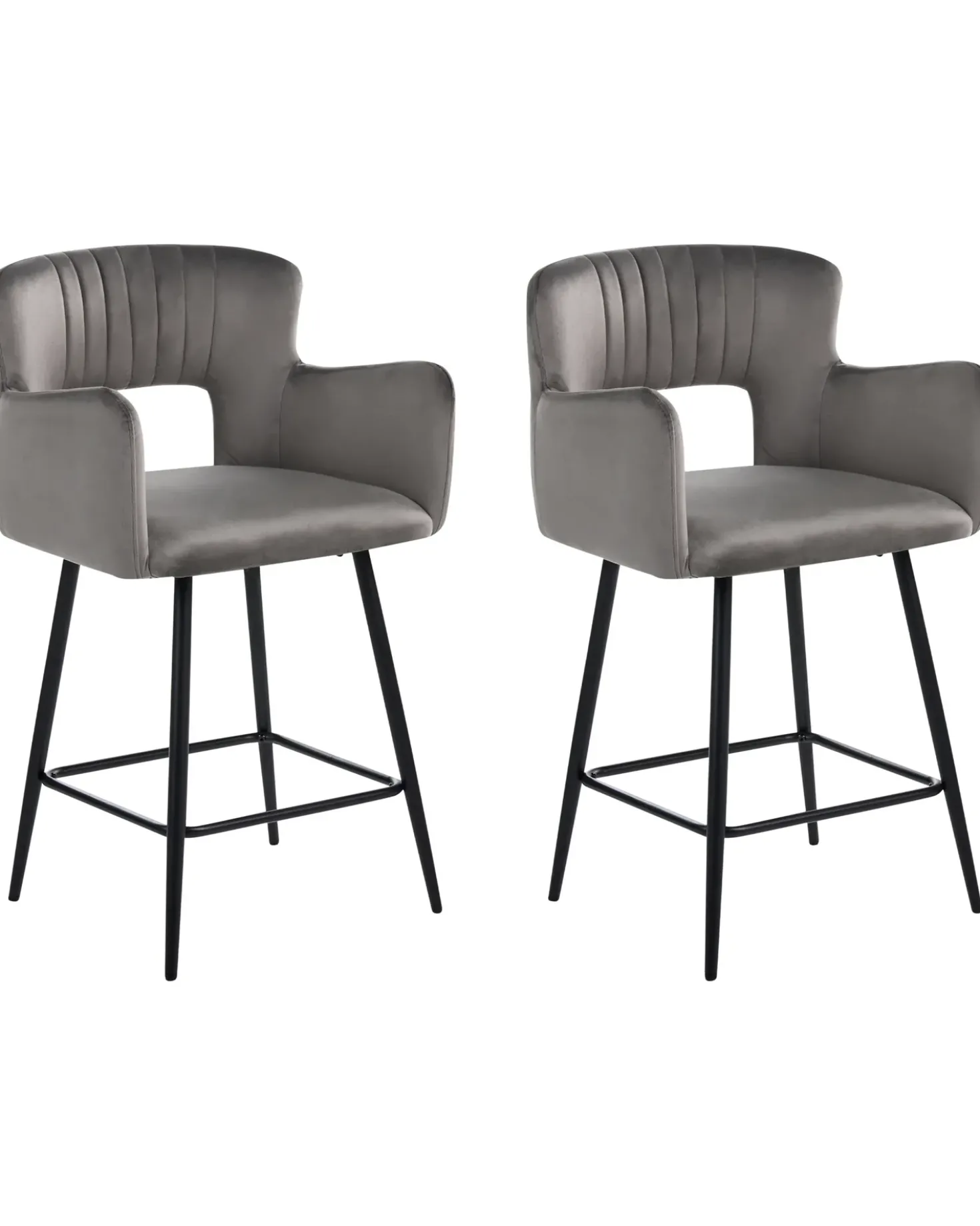 Set di 2 sedie alte SANILAC Velluto Grigio chiaro