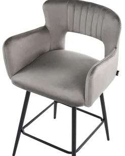 Set di 2 sedie alte SANILAC Velluto Grigio chiaro