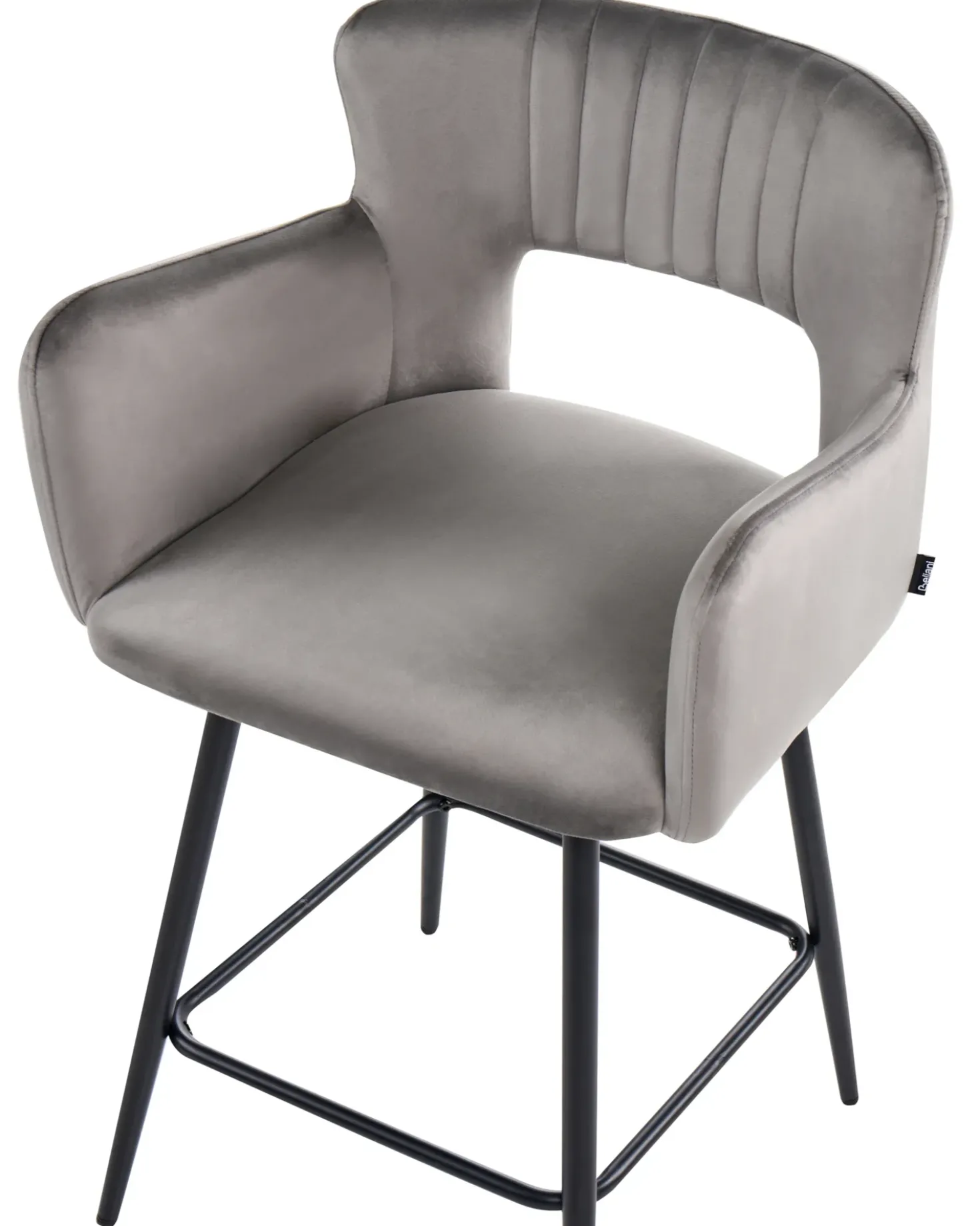Set di 2 sedie alte SANILAC Velluto Grigio chiaro