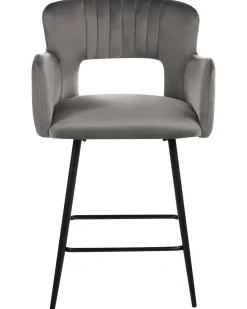 Set di 2 sedie alte SANILAC Velluto Grigio chiaro
