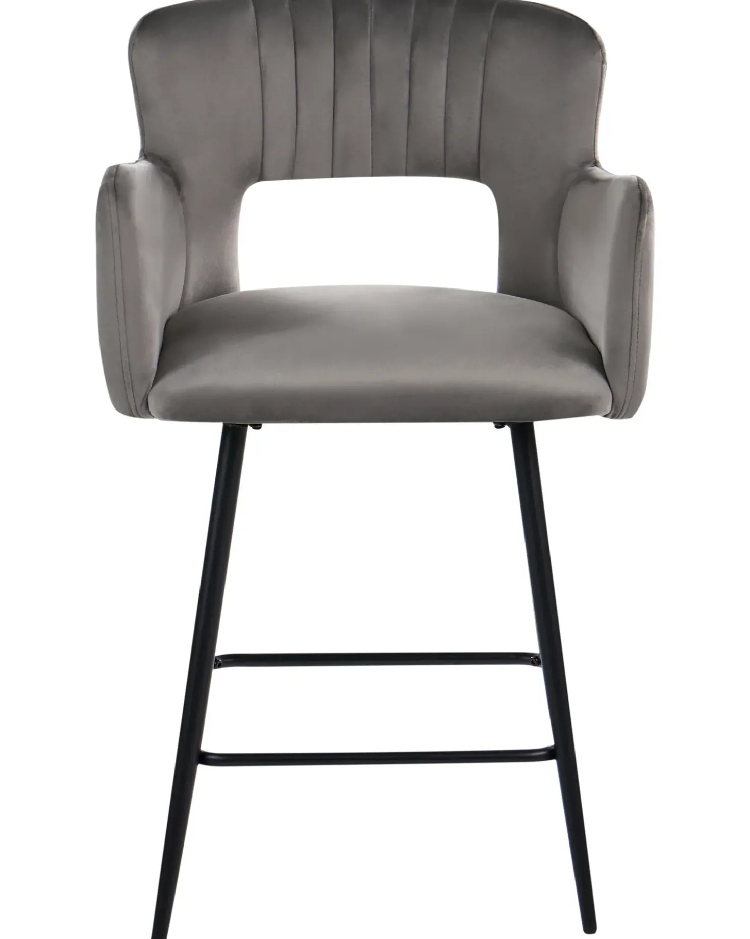 Set di 2 sedie alte SANILAC Velluto Grigio chiaro