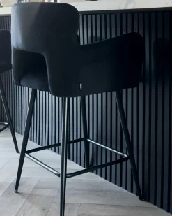 Set di 2 sedie alte SANILAC Velluto Nero