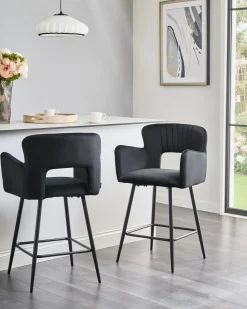 Set di 2 sedie alte SANILAC Velluto Nero