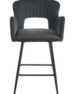 Set di 2 sedie alte SANILAC Velluto Nero