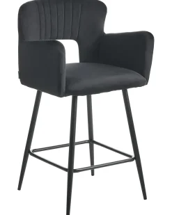 Set di 2 sedie alte SANILAC Velluto Nero