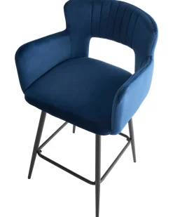 Set di 2 sedie alte SANILAC Velluto Blu marino