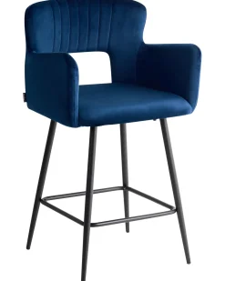 Set di 2 sedie alte SANILAC Velluto Blu marino